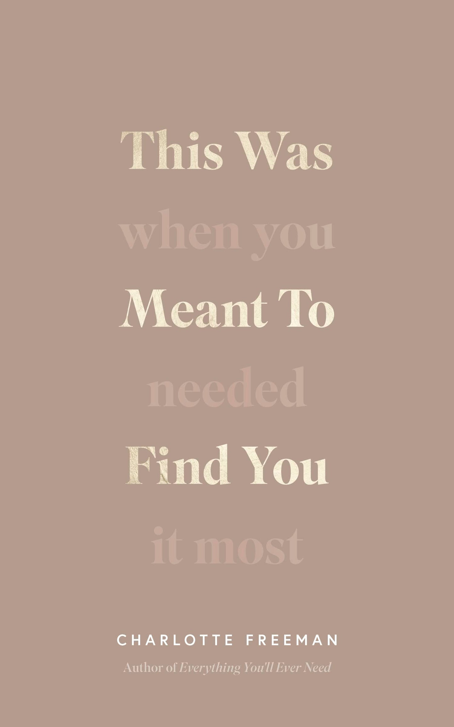 THIS WAS MEANT TO FIND YOU: WHEN YOU NEEDED IT MOST Charlotte Freeman